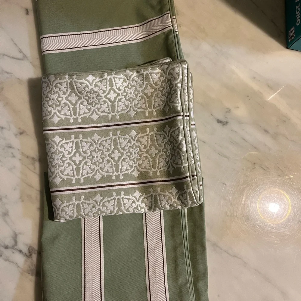 Restoration Hardware Green and Cream Patterned pillow shams (3)